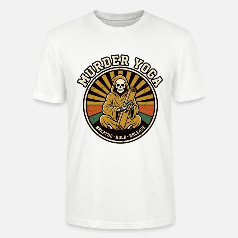 Graphique squelette de méditation rétro - T-shirt bio CRAFTER Stanley Stella Unisexe - blanc