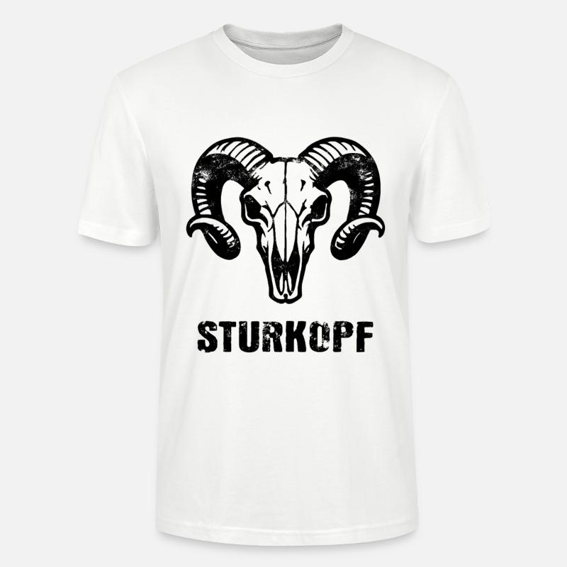 Sturkopf | Widderkopf Schädel mit Hörnern - Stanley/Stella Unisex Bio-T-Shirt CRAFTER - Weiß