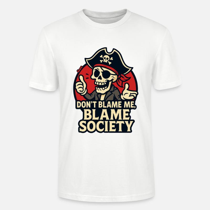 Tee Satire du Crâne de Pirate - T-shirt bio CRAFTER Stanley Stella Unisexe - blanc