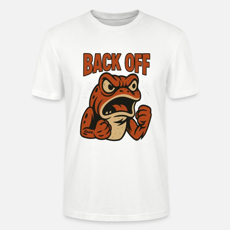 Back Off Angry Frog Patch - Stanley/Stella CRAFTER Unisex Organic T-Shirt - white