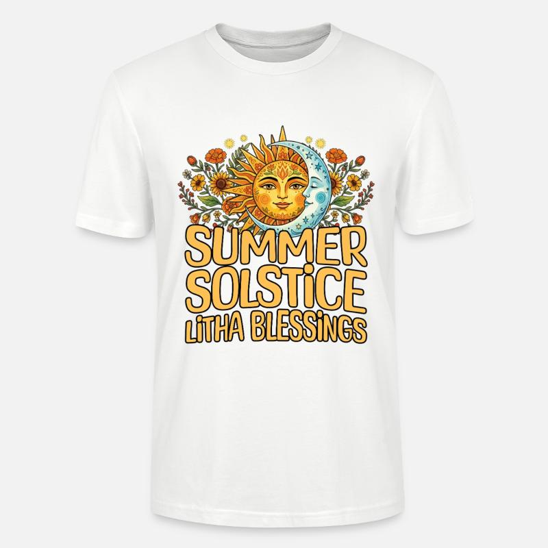 Litha Pagan Solstice d’été Midsommar - T-shirt bio CRAFTER Stanley Stella Unisexe - blanc