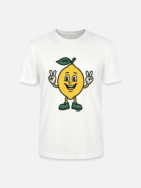 Zitronen-Maskottchen-Friedenszeichen - Stanley/Stella Unisex Bio-T-Shirt CRAFTER - Weiß