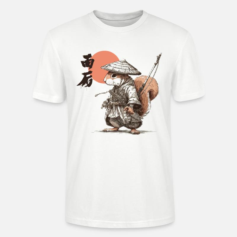 Samurai-Eichhörnchen unter roter Sonne - Stanley/Stella Unisex Bio-T-Shirt CRAFTER - Weiß