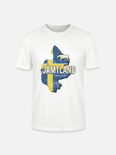 Jämtland i Sveriges län med kartdesign - Ekologisk T-shirt CRAFTER unisex från Stanley/Stella - vit