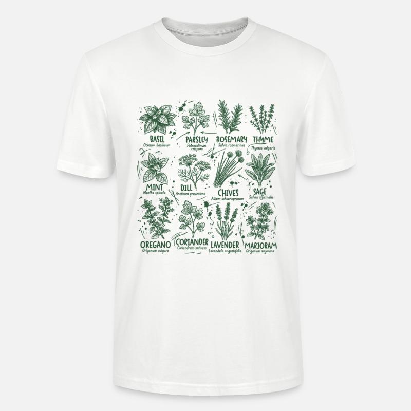 Herbs Botany Kitchen basilic Romarin - T-shirt bio CRAFTER Stanley Stella Unisexe - blanc