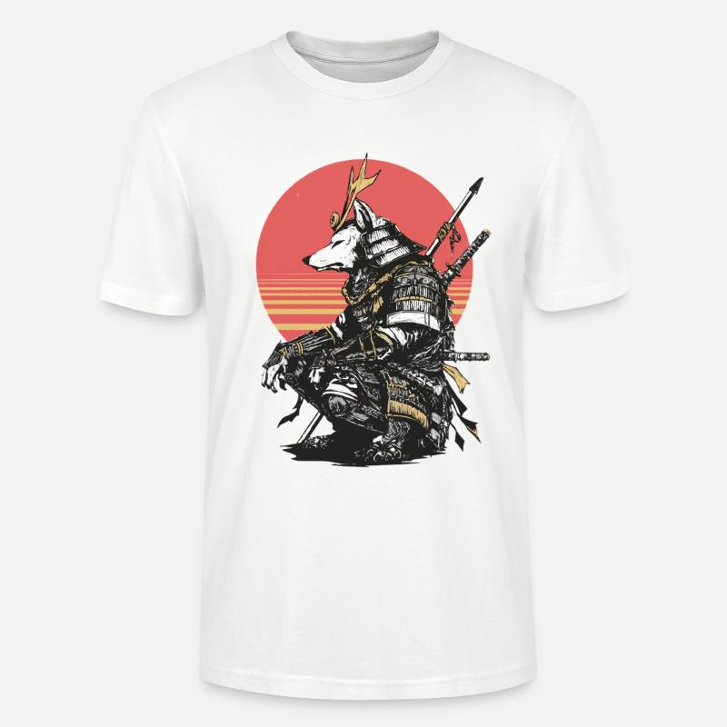 Wolf Samurai in Sunset Armor - Stanley/Stella CRAFTER Unisex Organic T-Shirt - white