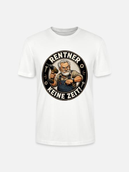 Rentner mit Bohrmaschine – Keine Zeit - Stanley/Stella Unisex Bio-T-Shirt CRAFTER - Weiß