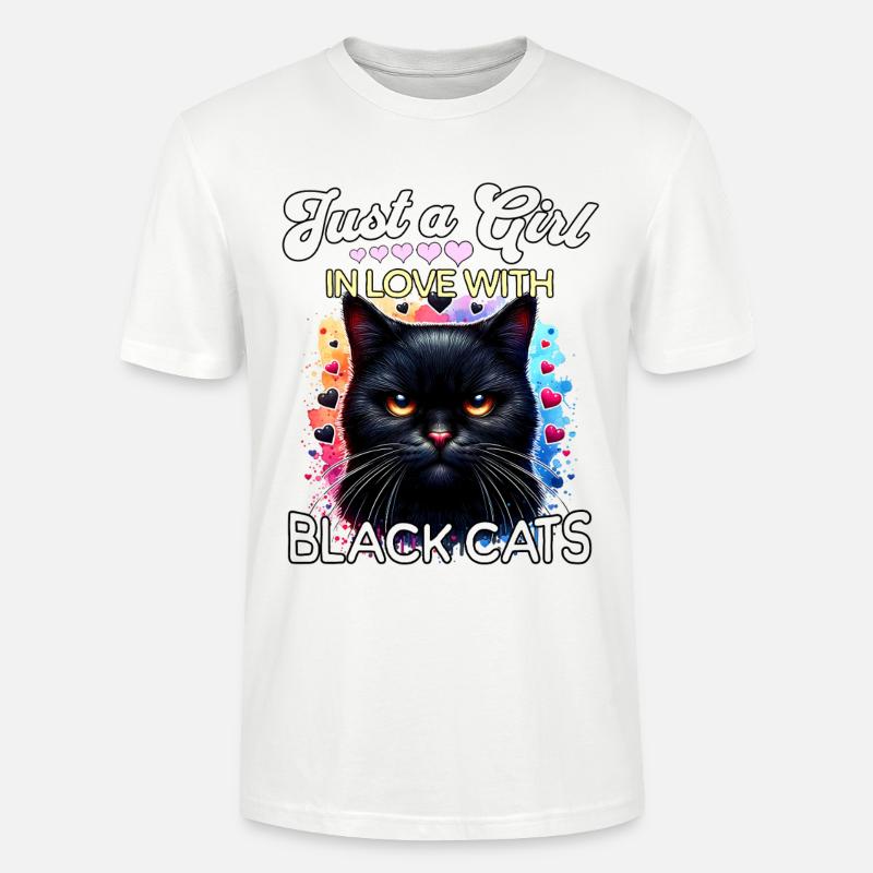 Schwarze Katze Mädchen - Stanley/Stella Unisex Bio-T-Shirt CRAFTER - Weiß