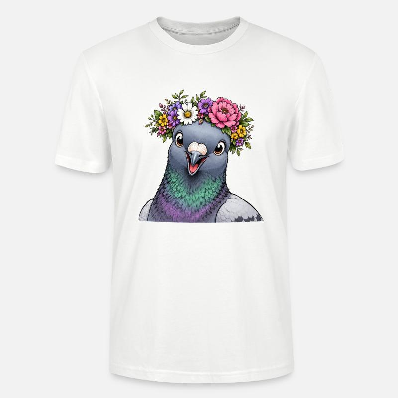 Taube mit Blumenschmuck  - Stanley/Stella Unisex Bio-T-Shirt CRAFTER - Weiß