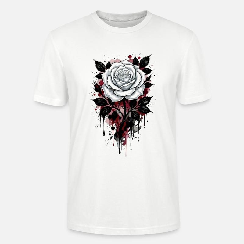 Rose, Rose Blanche, Rose et Fleurs - T-shirt bio CRAFTER Stanley Stella Unisexe - blanc