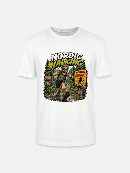 Nordic Walking Waldabenteuer Comic - Stanley/Stella Unisex Bio-T-Shirt CRAFTER - Weiß