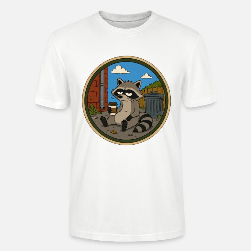 Waschbär in der Kaffeepause - Stanley/Stella Unisex Bio-T-Shirt CRAFTER - Weiß