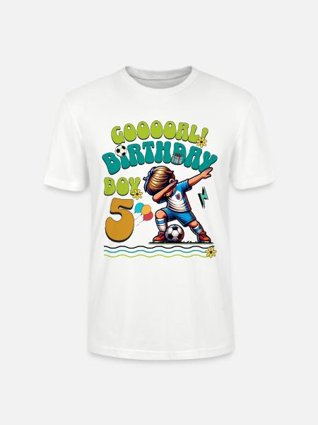 5 . Birthday Football - Stanley/Stella CRAFTER Unisex Organic T-Shirt - white