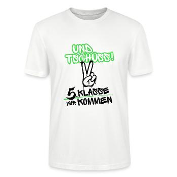 Und Tschüss - 5. Klasse wir kommen - Stanley/Stella Unisex Bio-T-Shirt CRAFTER - Weiß - Vorne - Alina (178cm) & Michal (187cm)