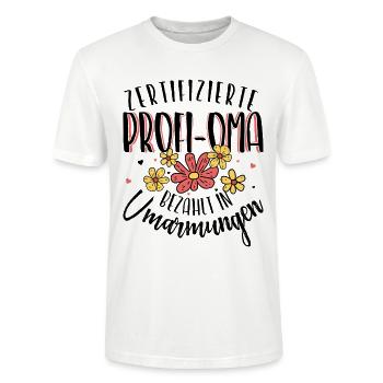Certified Professional Granny Hugs Floral Design - Stanley/Stella CRAFTER Unisex Organic T-Shirt - white - Front - Alina (178cm) & Michal (187cm)
