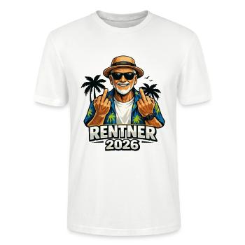 Rentner 2026 Endlich Rente Ruhestand - Stanley/Stella Unisex Bio-T-Shirt CRAFTER - Weiß - Vorne - Alina (178cm) & Michal (187cm)