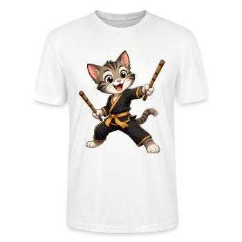 Héros du Karaté Chat - T-shirt bio CRAFTER Stanley Stella Unisexe - blanc - Devant - Alina (178cm) & Michal (187cm)