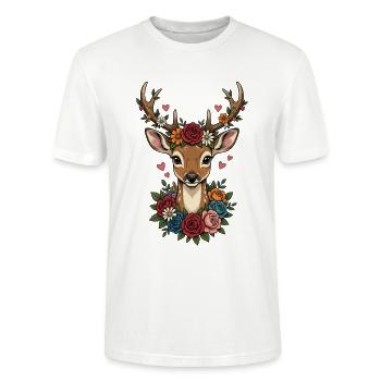 Remplacement des costumes traditionnels du Festival folklorique Deer Antlers Hearts - T-shirt bio CRAFTER Stanley Stella Unisexe - blanc - Devant - Alina (178cm) & Michal (187cm)