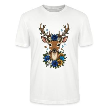 Deer Antlers Diamonds Folk Festival Traditional Costumes Replacement - Stanley/Stella CRAFTER Unisex Organic T-Shirt - white - Front - Alina (178cm) & Michal (187cm)