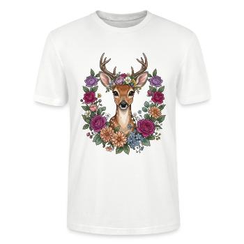 Festival folklorique des Fleurs de Cerf Costumes Traditionnels Cadeau de remplacement - T-shirt bio CRAFTER Stanley Stella Unisexe - blanc - Devant - Alina (178cm) & Michal (187cm)
