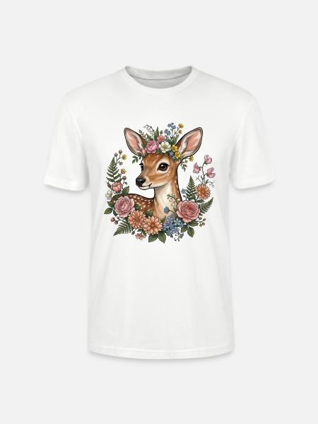 Reh Kitz Blumen Volksfest Trachten Ersatz Damen - Stanley/Stella Unisex Bio-T-Shirt CRAFTER - Weiß