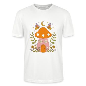 Cottage aux champignons au clair de lune - T-shirt bio CRAFTER Stanley Stella Unisexe - blanc - Devant - Alina (178cm) & Michal (187cm)