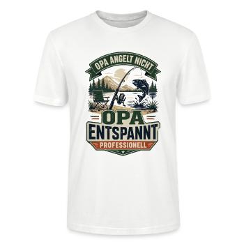 Opa entspannt professionell – Anglerhumor - Stanley/Stella Unisex Bio-T-Shirt CRAFTER - Weiß - Vorne - Alina (178cm) & Michal (187cm)