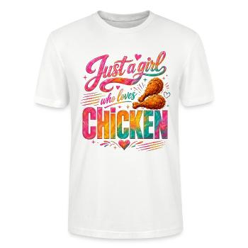 Juste une fille La poule adore les poulets - T-shirt bio CRAFTER Stanley Stella Unisexe - blanc - Devant - Alina (178cm) & Michal (187cm)