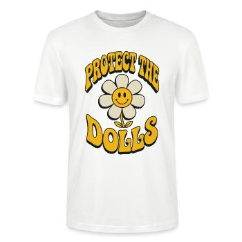 Protect The Dolls Blume Retro - Stanley/Stella Unisex Bio-T-Shirt CRAFTER - Weiß - Vorne - Alina (178cm) & Michal (187cm)