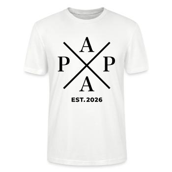 Papa Est. 2026 | Vater | Vatertag Geschenk - Stanley/Stella Unisex Bio-T-Shirt CRAFTER - Weiß - Vorne - Alina (178cm) & Michal (187cm)