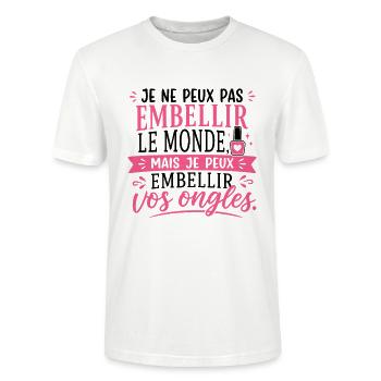 Prothésiste Ongulaire Cadeau humour personnalisé - T-shirt bio CRAFTER Stanley Stella Unisexe - blanc - Devant - Alina (178cm) & Michal (187cm)