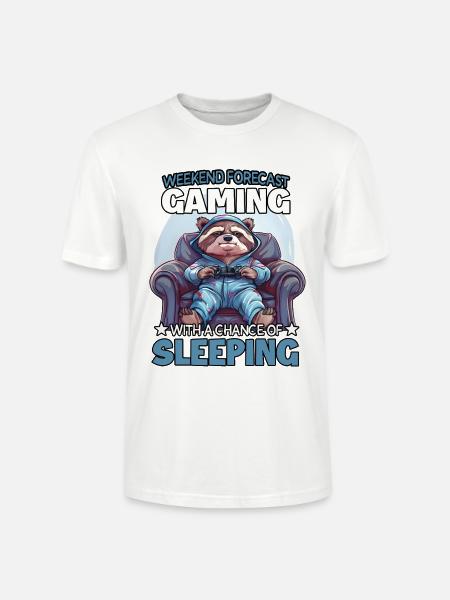 Waschbär-Gamer im Schlafmodus - Stanley/Stella Unisex Bio-T-Shirt CRAFTER - Weiß