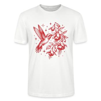Hummingbird Flowers Bird Watcher - Stanley/Stella CRAFTER Unisex Organic T-Shirt - white - Front - Alina (178cm) & Michal (187cm)