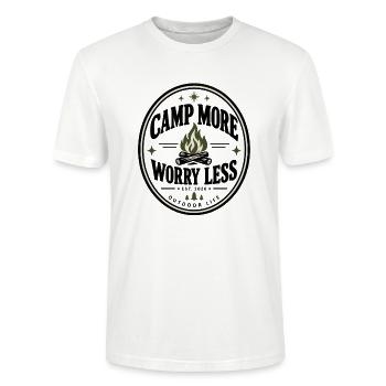 Camp Plus Inquiétude Moins – Camping en plein air - T-shirt bio CRAFTER Stanley Stella Unisexe - blanc - Devant - Alina (178cm) & Michal (187cm)