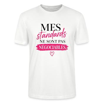 Mes standards ne sont pas négociables - T-shirt bio CRAFTER Stanley Stella Unisexe - blanc - Devant - Alina (178cm) & Michal (187cm)
