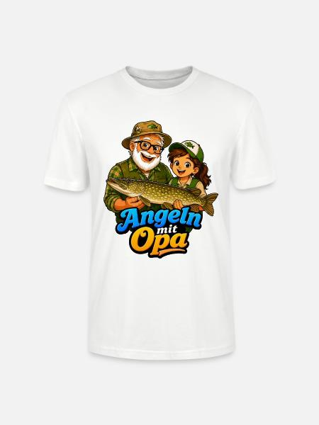 Angeln mit Opa - Stanley/Stella Unisex Bio-T-Shirt CRAFTER - Weiß
