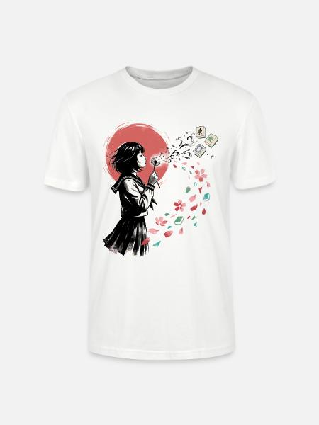 Mahjong Mädchen Japanisches Design - Stanley/Stella Unisex Bio-T-Shirt CRAFTER - Weiß