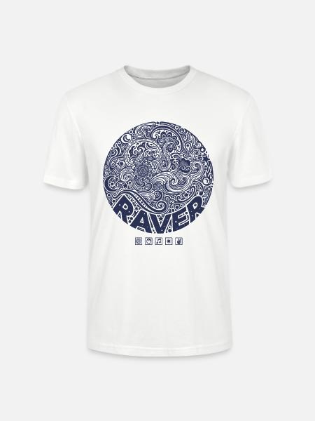 Hippie-Musik Trippig Raver Rave Friedenszeichen - Stanley/Stella Unisex Bio-T-Shirt CRAFTER - Weiß
