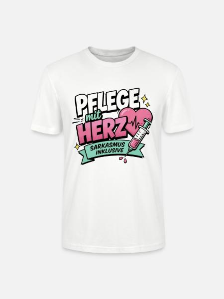 Pflegekraft Geschenk - Pflege mit Herz - Stanley/Stella Unisex Bio-T-Shirt CRAFTER - Weiß
