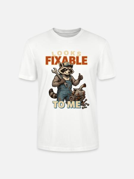 Waschbär Mechaniker: Looks Fixable - Stanley/Stella Unisex Bio-T-Shirt CRAFTER - Weiß