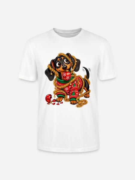 Weihnachten Dackel Geschenkidee Christbaum - Stanley/Stella Unisex Bio-T-Shirt CRAFTER - Weiß