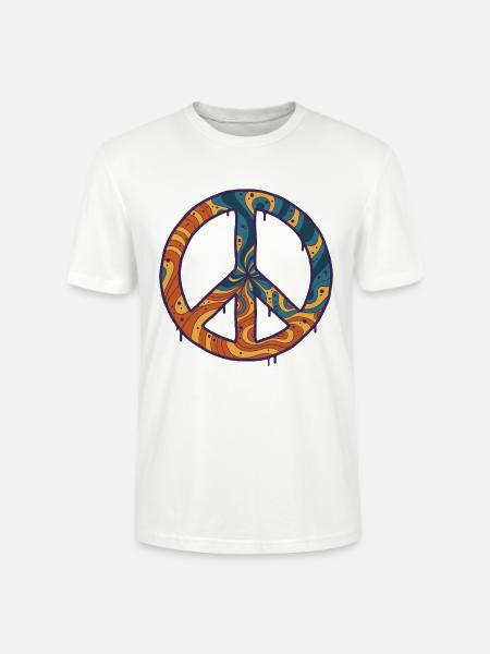 Psychedelisches Festival-Hippie-Peace-Sign Rave - Stanley/Stella Unisex Bio-T-Shirt CRAFTER - Weiß