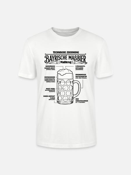 Bayrische Maß Bier - technische Zeichnung - Stanley/Stella Unisex Bio-T-Shirt CRAFTER - Weiß