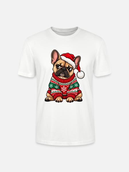 Weihnachten Bulldogge Frenchie Hund Geschenk - Stanley/Stella Unisex Bio-T-Shirt CRAFTER - Weiß