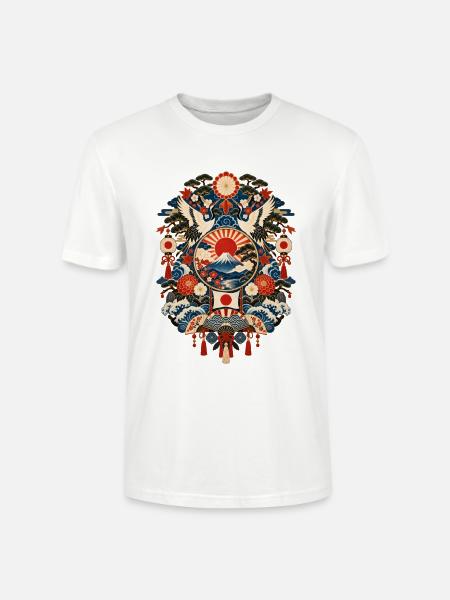 Japan | Fuji, Kraniche & Wellen - Stanley/Stella Unisex Bio-T-Shirt CRAFTER - Weiß