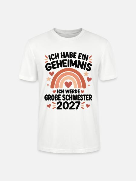 Ich werde große Schwester 2027 – Babyankündigung - Stanley/Stella Unisex Bio-T-Shirt CRAFTER - Weiß