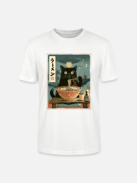 Katze, Ramen,UFO, Kawaii, Anime - Stanley/Stella Unisex Bio-T-Shirt CRAFTER - Weiß