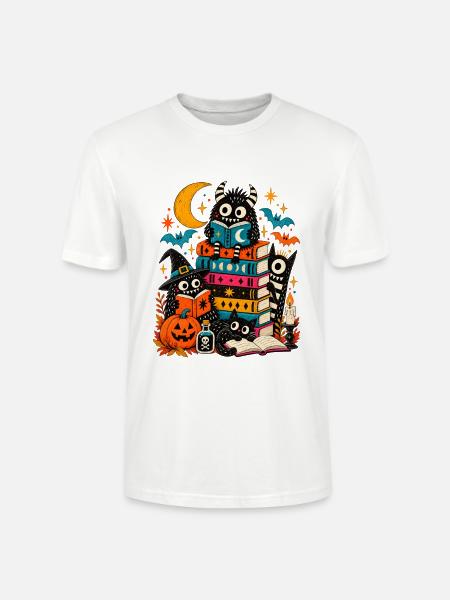 Halloween Büchermonster | Lesen & Gruselspaß - Stanley/Stella Unisex Bio-T-Shirt CRAFTER - Weiß