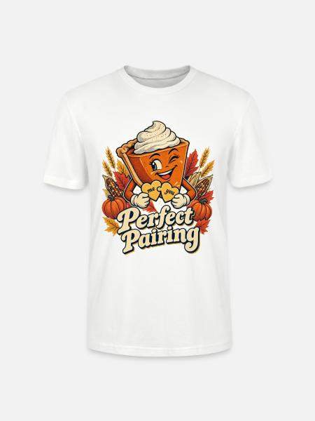Thanksgiving Perfect Pairing Kürbiskuchen - Stanley/Stella Unisex Bio-T-Shirt CRAFTER - Weiß
