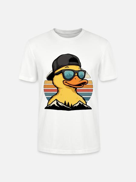Retro Entenmotiv mit Sonnenbrille - Stanley/Stella Unisex Bio-T-Shirt CRAFTER - Weiß